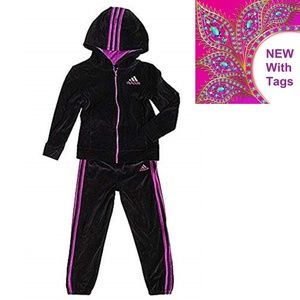adidas Girls Black Warmup Hoodie Jacket & Pants